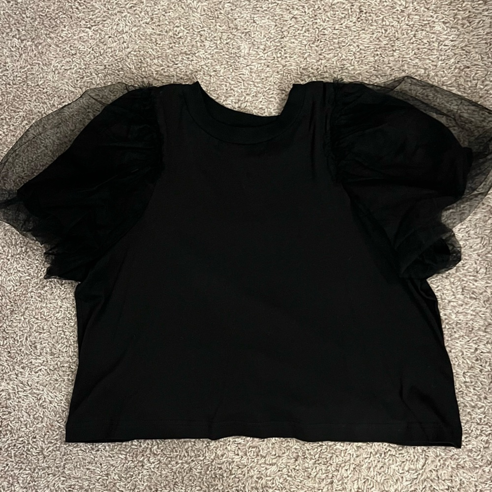 Vestique Black Top with Tulle Sleeves
